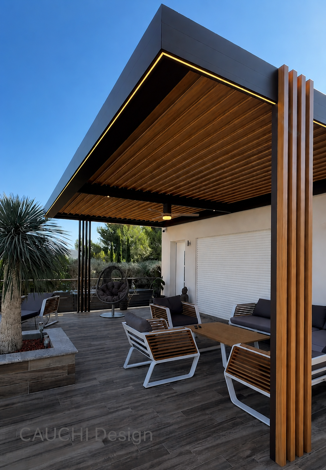 Pergola finition bois